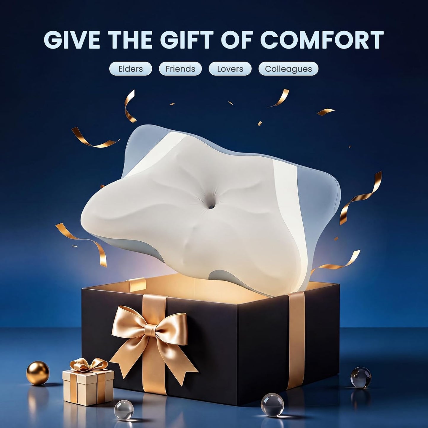 Sweetcrispy Cervical Pillow for Neck and Shoulder - Ergonomic Memory Foam Pillows, Contour Side Sleeper for Adults, Cooling Orthopedic Neck Support for Back Stomach Sleepers, White