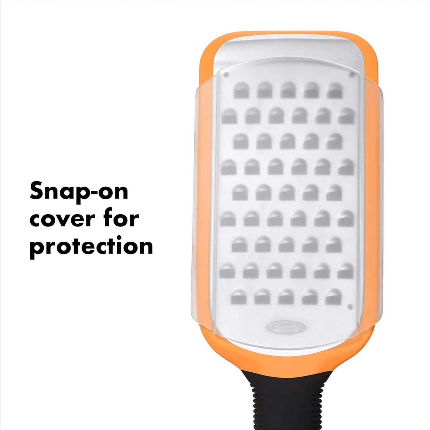 OXO Good Grips Etched Coarse Grater with Handle, Orange | Coarse Kitchen Grater, Sharp Etched Teeth, Non-Slip Handle, Hard Cheese, Vegetables, Chocolate, Easy Grip