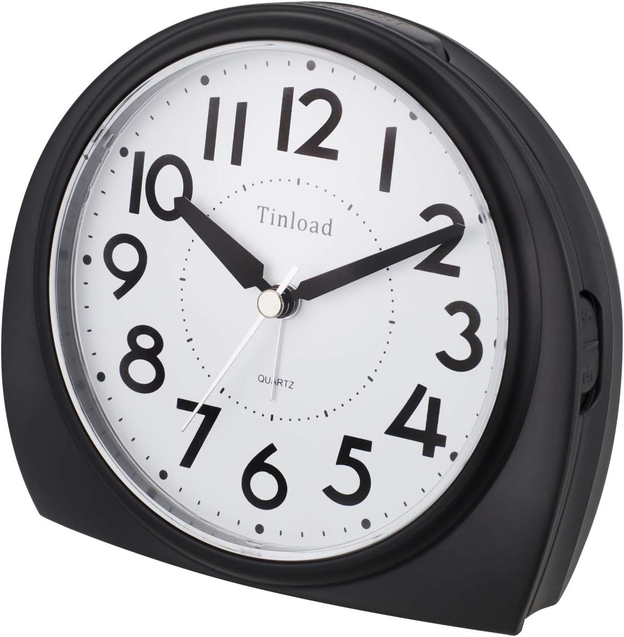 Tinload 5.5" Large Analog Alarm Clock Silent Non Ticking, Gentle Wake, Beep Sounds, Increasing Volume, Battery Operated Snooze and Manual Light, Easy Set