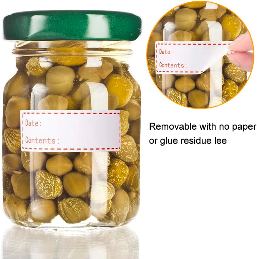 300pcs Removable Freezer Labels, 1 x 2 Inch Food Labels to Write on Food Storage Stickers Date Label, Waterproof Oil Resistant Canning Labels Jar Labels Freezer Paper Label, Clean Leaves No Residue