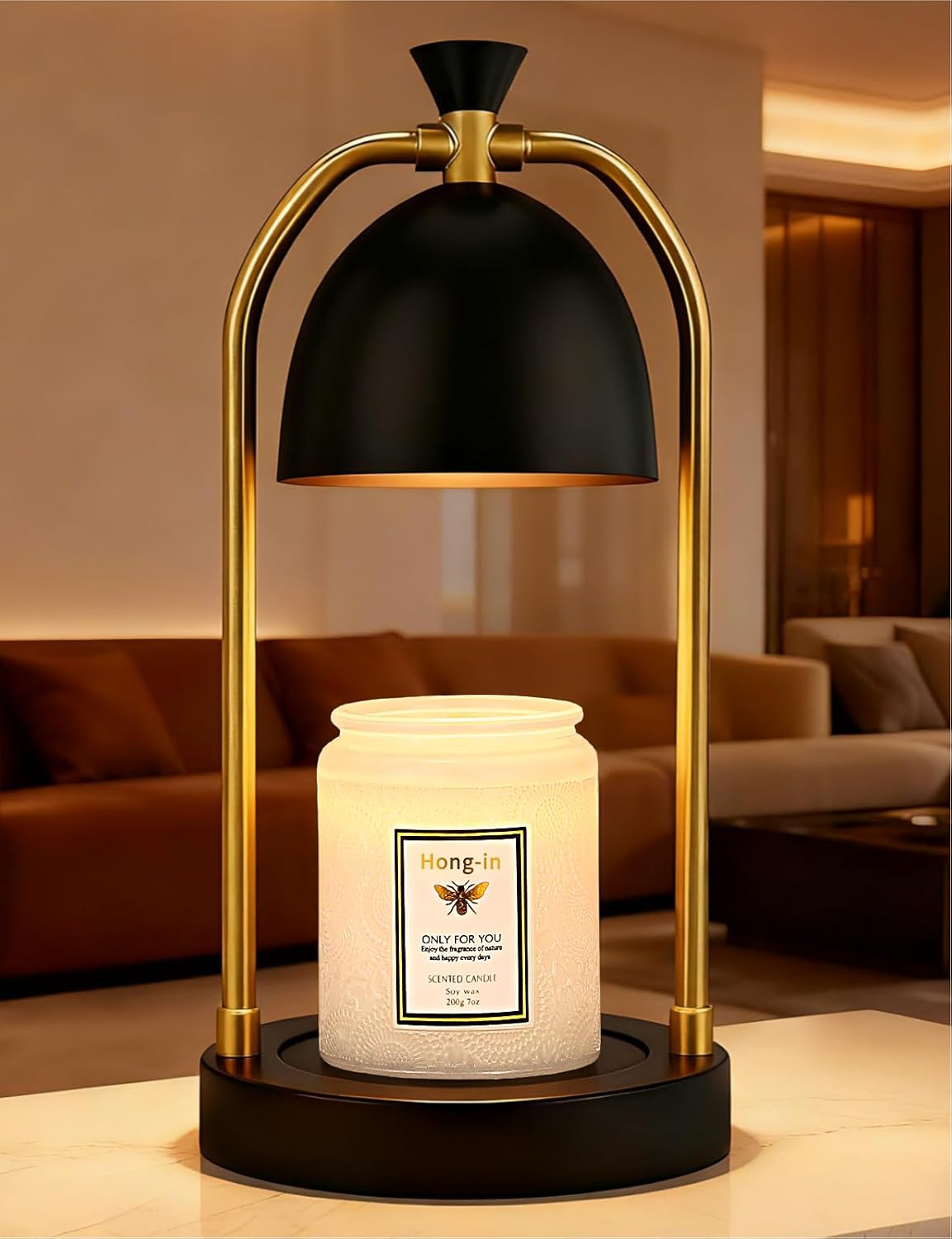 Brown Candle Warmer Lamp with Timer-Electric Candle Light for Bedroom Decor, Aromatherapy at Home | Gifts for Men | Home Gift Ideas