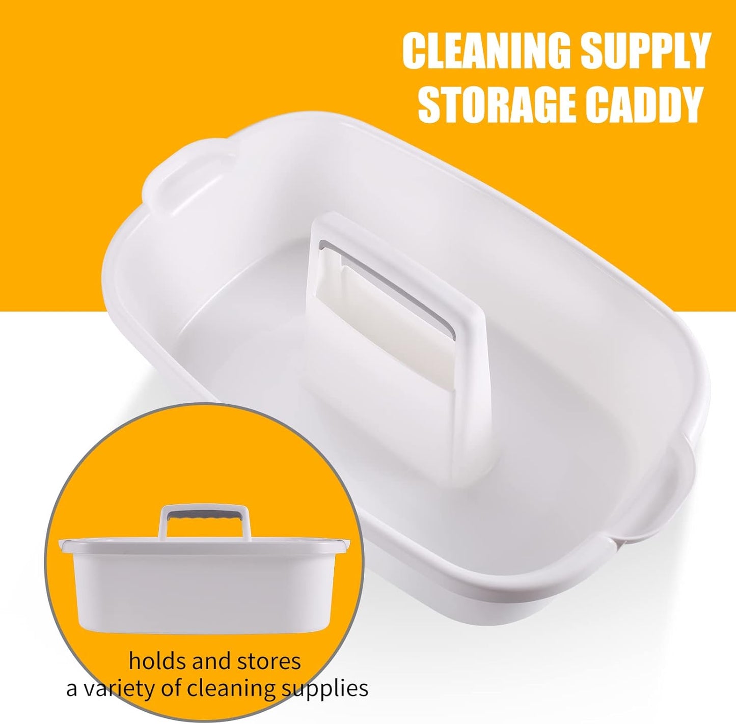 2-Pack Large Gray Cleaning Caddy for Cleaning Supplies with Handle - Portable Plastic Tote Organizer for Shower, Bathroom, Kitchen, Under Sink Storage