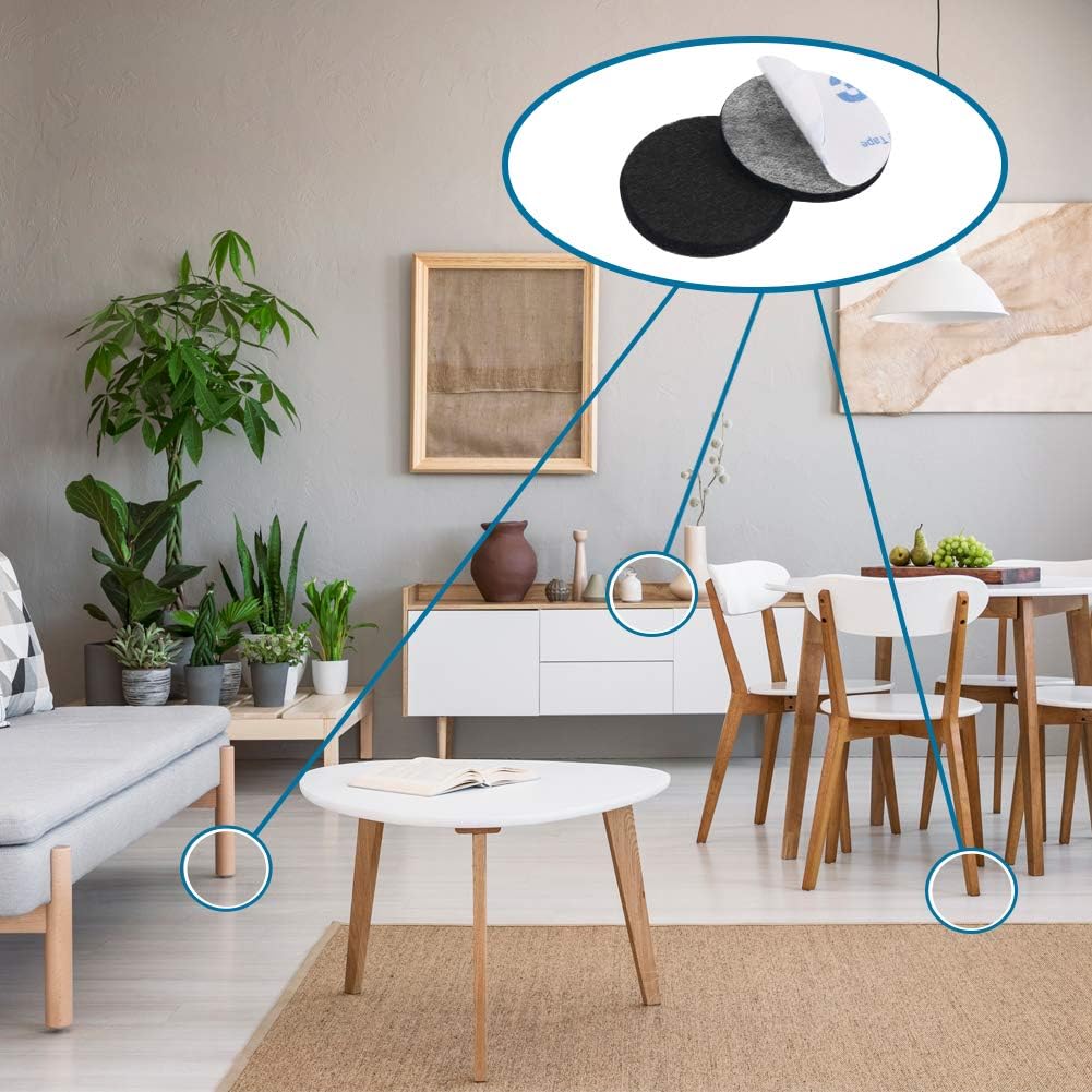 Shintop 50pcs Self-Adhesive Felt Pads for Furniture Protectors (Black) | Helps Prevent Floor Scratches, Cushions Furniture Feet, For Chairs and Tables on Hardwood and Laminate Floors