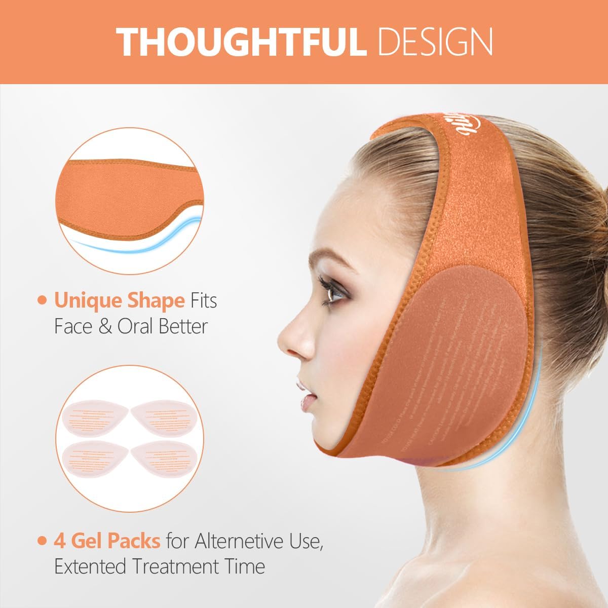 Hilph Wisdom Teeth Ice Pack Head Wrap, Face Ice Pack for Jaw Oral Surgery | Large Jaw Ice Wrap with 4 Hot Cold Gel Packs, Pain Relief for TMJ, Tonsillectomy, Wisdom Teeth Recovery Must Haves, Blue
