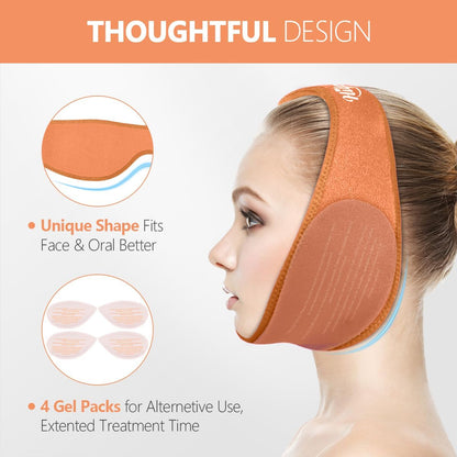 Hilph Wisdom Teeth Ice Pack Head Wrap, Face Ice Pack for Jaw Oral Surgery | Large Jaw Ice Wrap with 4 Hot Cold Gel Packs, Pain Relief for TMJ, Tonsillectomy, Wisdom Teeth Recovery Must Haves, Blue
