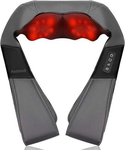Nekteck Shiatsu Neck Massager with Heat for Pain Relief, NOT Cordless