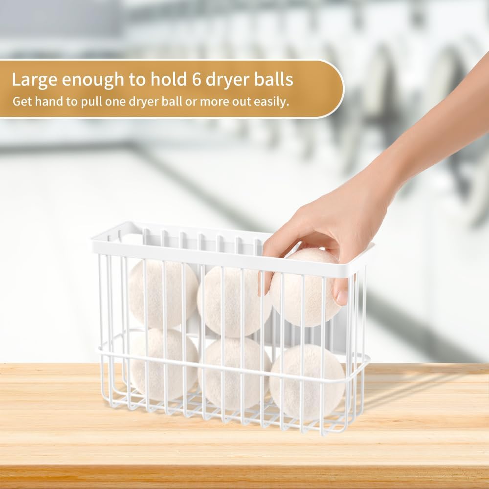 Moryimi Magnetic Dryer Ball Holder for Laundry Room Organization | Magnetic Lint Bin for Laundry Room, Iron Dryer Ball Container for Laundry Room Organization and Storage (No Balls)