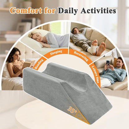 Leg Elevation Wedge Pillow for After Surgery, Knee Pillow Foam Leg Support for Sleeping , Elevating Cushion for Legs Swelling, Leg Elevator Positioning Wedge for Ankle Surgery Recovery (19.7" Long)