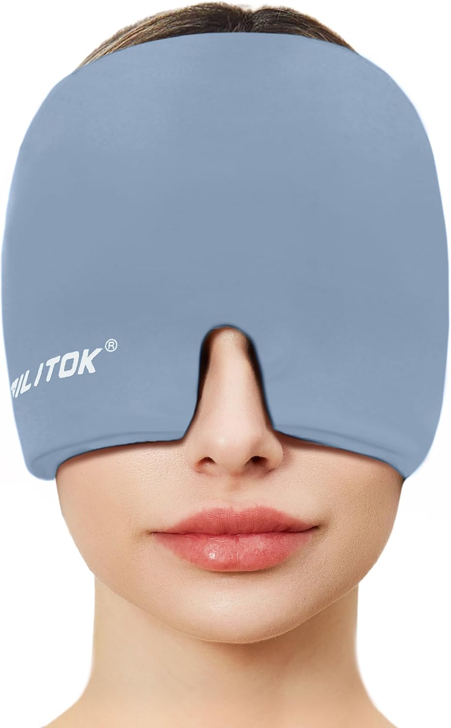 Migraine Headache Relief Cap, Gel Ice Head Wrap, Hot and Cold Therapy, Headache Eyes Mask for Sinus, Puffy Eyes, Tension and Stress Relief (Blue)