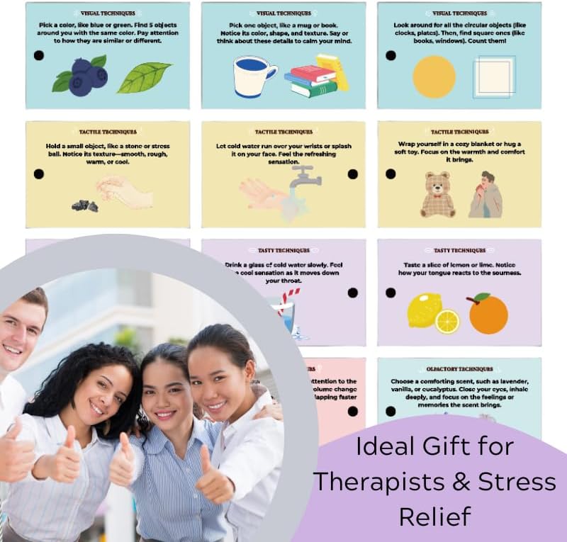 Coping Skills Cards for Anxiety & Stress Relief – Mindfulness, Meditation & Self-Care Tools for Trauma, BPD, DID, PTSD | Mental Health Therapy Gift for Adults & Teens