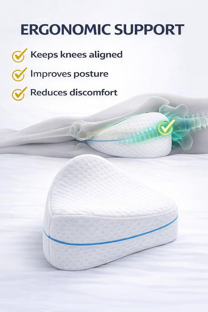 Leg & Knee Memory Foam Pillow for Side Sleepers – Ergonomic Support Cushion for Back, Hip & Sciatica Pain Relief – Spine Alignment & Comfortable Sleep