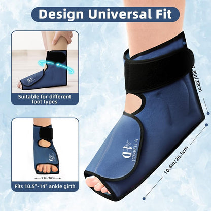 Ankle Ice Pack Wrap, Hot Cold Compress for Pain Relief, Purple | Reusable Cold Compress Sleeve for Sprains, Hot Cold Therapy - for Instant Recovery with Strap & Gel Packs