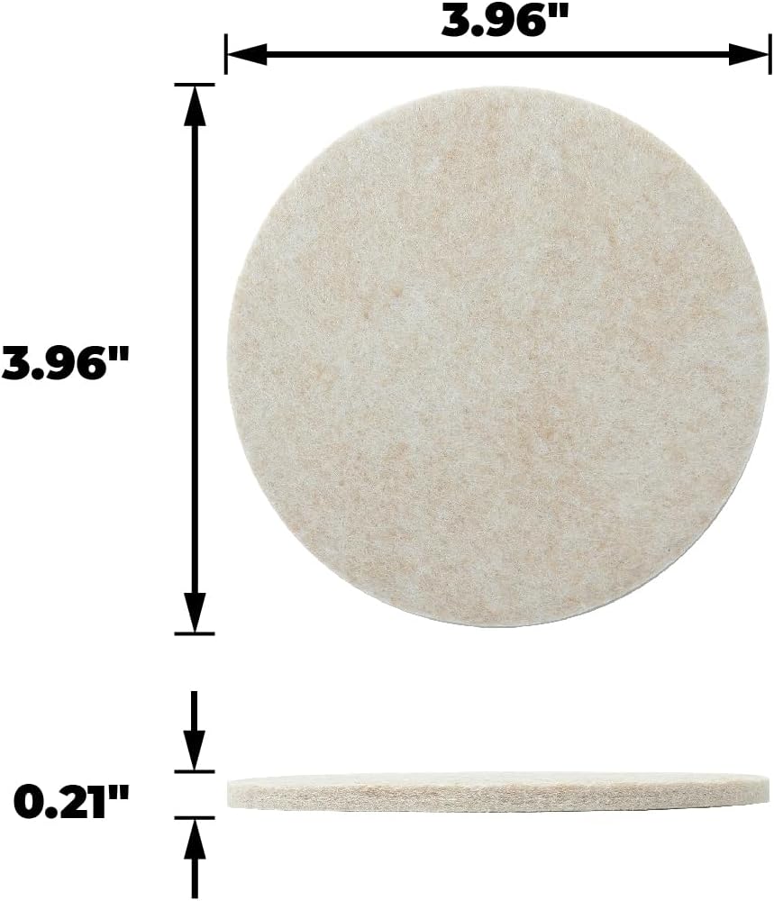 9921 4-Inch Heavy Duty Self-Adhesive Felt Furniture Pads, 4-Pack, Beige,Tan