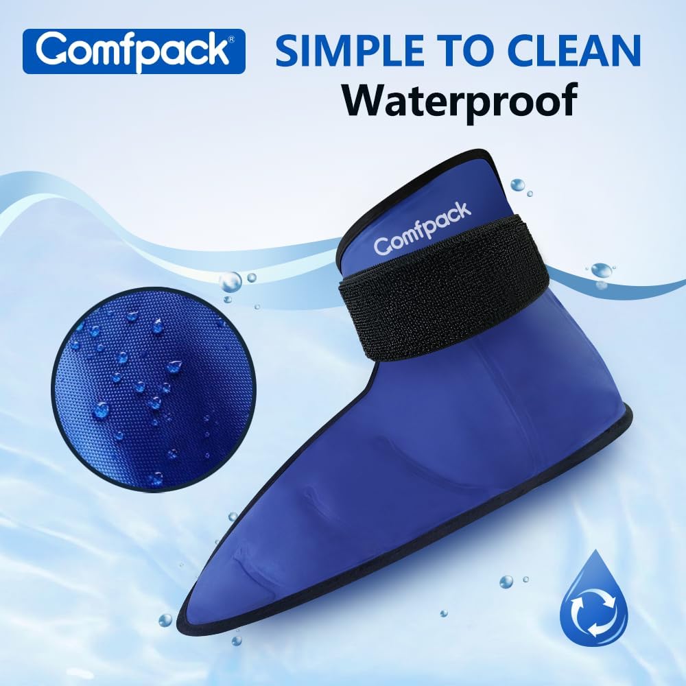 Comfpack Large Foot Ice Pack Wrap for Full Foot Ankle Pain Relief, Long Lasting Cold Ice Boot for Swelling After Surgery, Sore Feet, Broken Foot, Plantar Fasciitis, Gout, Bunion