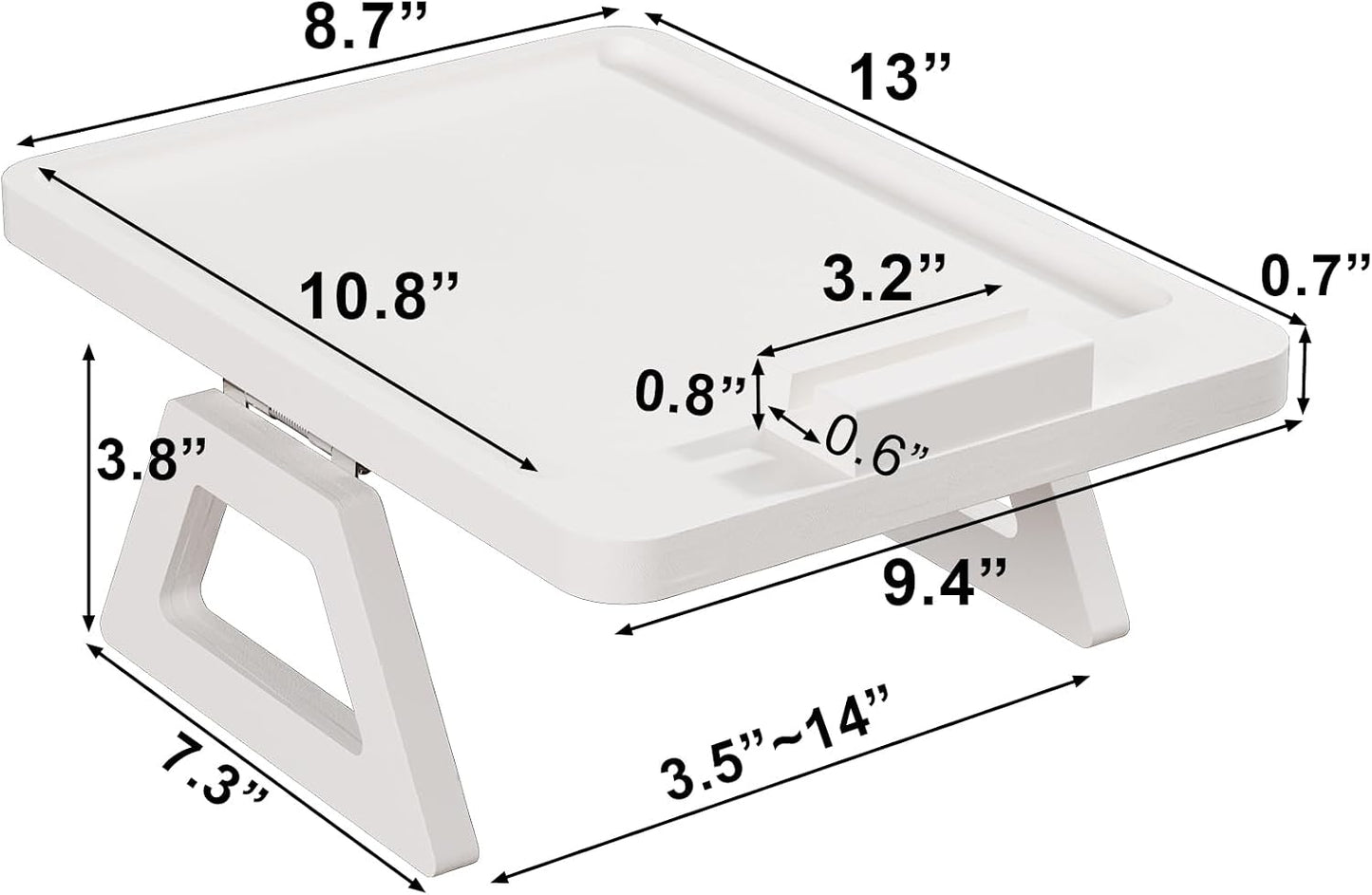 Couch Arm Tray,Bamboo Folding Sofa Tray,Sofa Armrest Trays Clip-On Couch Desk for Drinks,Snacks,Phone,Remote Control（Black）
