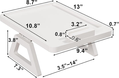 Couch Arm Tray,Bamboo Folding Sofa Tray,Sofa Armrest Trays Clip-On Couch Desk for Drinks,Snacks,Phone,Remote Control（Black）