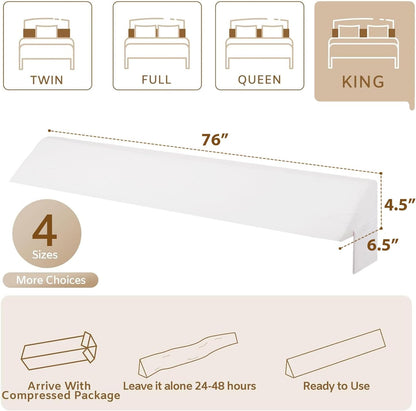 Bedluxe King Bed Wedge Pillow for Headboard, Fill The Gap (0-7")