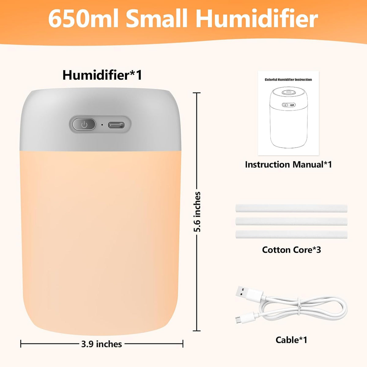 Plant Humidifier Indoor, 650ml Humidifier for Plants, Gray