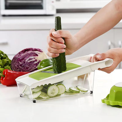 NACOLUS Cheese Grater with Container,5 In 1 Mandoline Slicer for Kitchen,Multi Purpose Vegetable Slicer, Easy to Clean Vegetable Chopper,Cheese Shredder,Julienne Slicer and Peeler | all-in-one vegetable slicer&cheese grater,with container or use