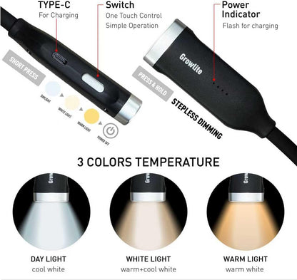 Neck Reading Light, 3 Color & Brightness Adjustable Book Light for Reading in Bed, Hands-Free, Lightweight, USB C Rechargeable, Eye-Caring, Perfect for Crafts, Camping, Kids & Adults (white)