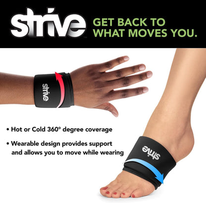 Strive Wrist/Ankle Sleeve, Hot & Cold Therapy, Gel Compression, 2-Pack | Hot & Cold Therapy, Pain Relief, Gel Compression, 360° Coverage for Arthritis, Tendinitis, Injuries, Swelling, Bruises (2-Pk)