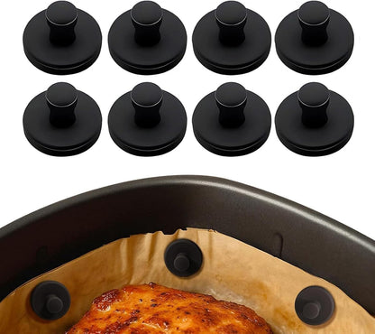 Air Fryer Magnets Silicone Full Enclosed,100% BPA FREE Waterproof Rust-proof & High-Resistant for Air Fryer Paper, Secures Disposable Paper Liner Safely Prevents Burning & Food Covering -8pcs