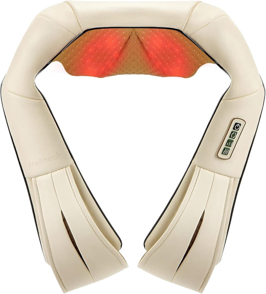 Nekteck Shiatsu Neck Massager with Heat for Pain Relief, NOT Cordless | 2026 Upgraded 3D Back Shoulder Kneading Massage Pillow, 3 Intensity Speeds Deep Tissue, Relaxation Gifts for Men Women, Black