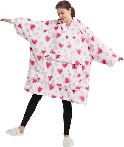 Wearable Blanket Hoodie for Adults With Pocket Strawberry Hoodie | Sherpa, Fuzzy Blanket Hoodie, Oversized Sweatshirt Blanket, Kangaroo Pouch, Cute Birthday Gifts for Sister, Cute Stuff