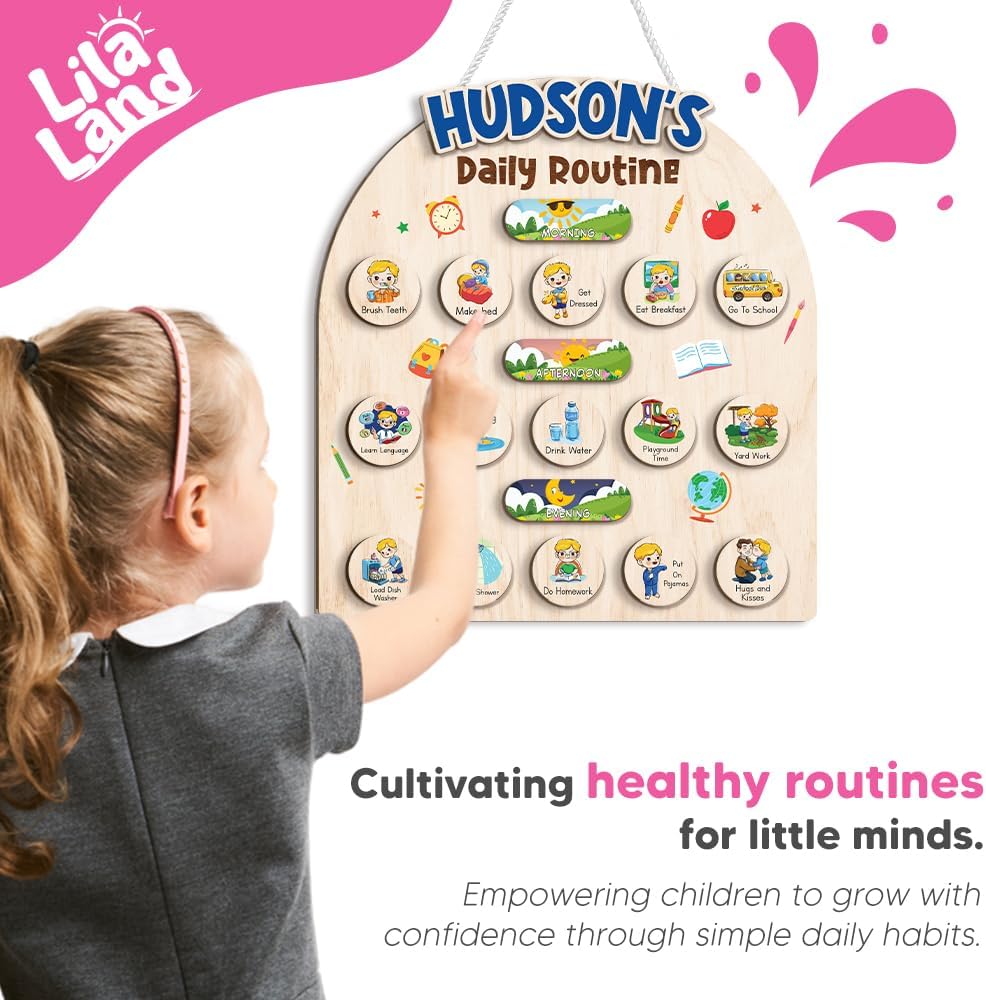 Wooden Chore Chart for Kids, Wooden Daily Routine Chart for Kids, Visual Schedule for Kids, Chore Reward Chart, Bedtime Morning Routine Chart for Toddlers