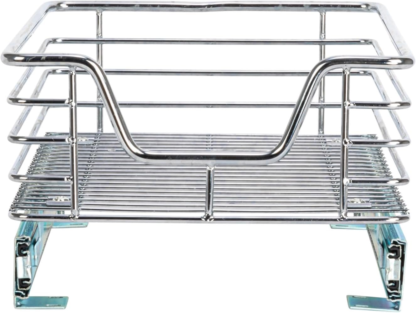 Household Essentials Glidez Multipurpose Chrome-Plated Steel Pull-Out/Slide-Out Storage Organizer for Cookware and Bakeware - 2-Tier Design - Fits Standard Size Cabinet or Shelf, Chrome