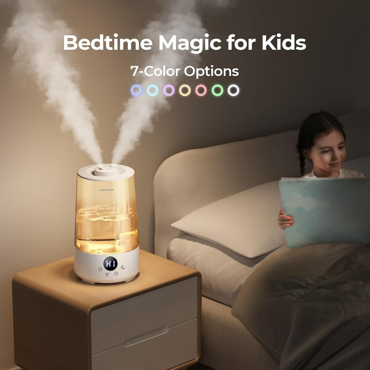 Homvana Top-Fill Cool Mist Humidifiers for Bedroom, Large Room(3.6L,Clear)