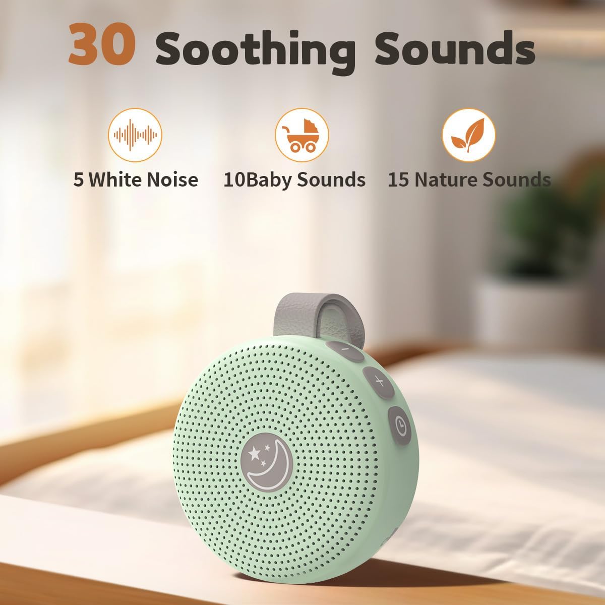 Portable Sound Machine Mini White Noise Machine Baby Shushing Brown Noise Machine with 30 Soothing Sounds for Kids Adults Dogs Auto-Off Timer 32 Volume Levels Sleep Machine for Home Office Privacy