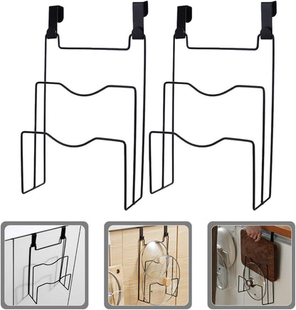 Ciieeo Cabinet Door Pot Lid Organizer over Cabinet Door Pot Lid Holder Rack for Kitchen Hanging Organizer with 4 Hooks 12.12 X 8.07 X 3.22 in Fits Lids and Cutting Boards