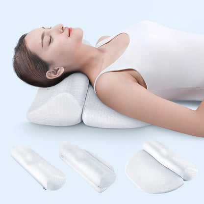 Demelon Cervical Neck Pillows for Pain Relief Sleeping, High-Density Memory Foam Pillow Neck for Bolster Support and Shoulder Relaxer, Decompression Devices Orthopedic Roll Pillow for Bed Office