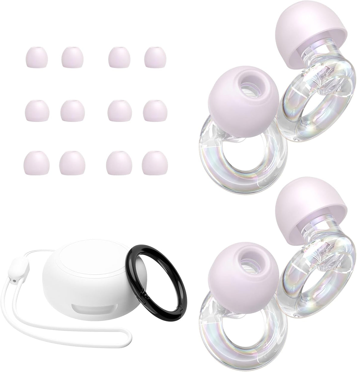 JUSTRVN Ear Plugs for Concert, 2 Pairs of Noise Reduction Earplugs 25dB-30dB with 8 Ear Tips&Carry case,Reusable Hearing Protection earplugs for Sleep,Social,Work,Focus&Noise Sensitivity