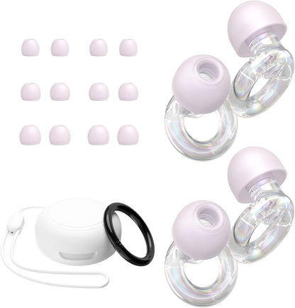 JUSTRVN Ear Plugs for Concert, 2 Pairs of Noise Reduction Earplugs 25dB-30dB with 8 Ear Tips&Carry case,Reusable Hearing Protection earplugs for Sleep,Social,Work,Focus&Noise Sensitivity