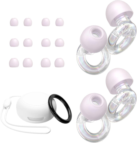 JUSTRVN Ear Plugs for Concert, 2 Pairs of Noise Reduction Earplugs 25dB-30dB with 8 Ear Tips&Carry case,Reusable Hearing Protection earplugs for Sleep,Social,Work,Focus&Noise Sensitivity