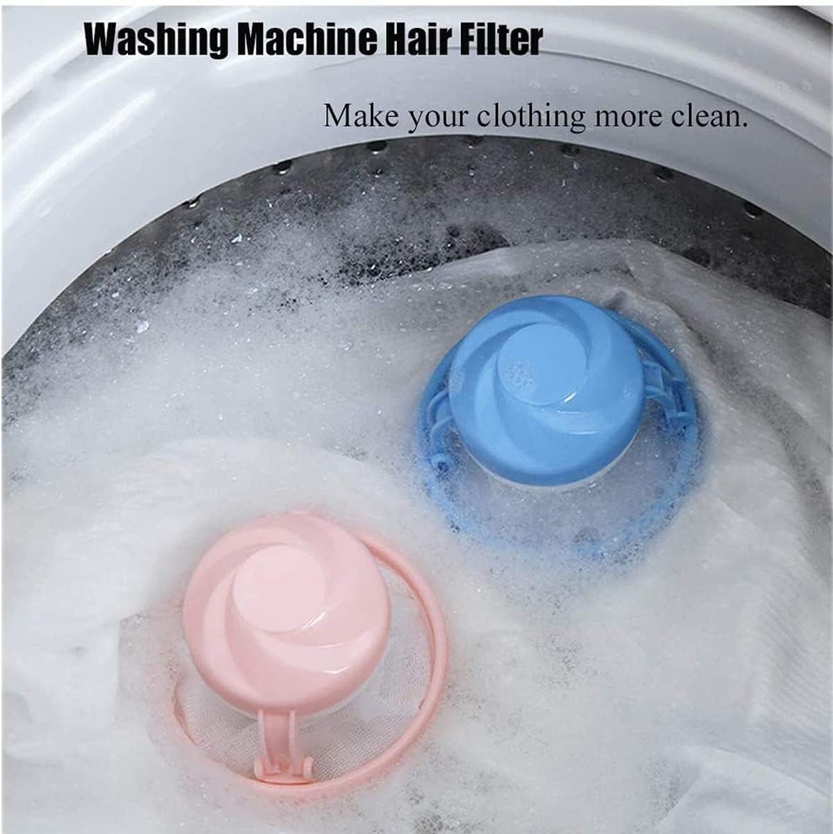 New Washing Machine Hair Filter Cleaning Mesh Bag Home Floating Catcher Pouch Laundry Lint Mesh Bag Cozy Bed Hurricane (Blue)