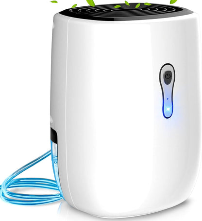 Dehumidifiers for Home 27oz(800ml), Small Auto Shut off with Drain Hose | Portable Ultra Quiet Mini Dehumidifier for Bathroom, Basement, Garage, RV, Gun Safe, Closet, Quiet Moisture Absorber