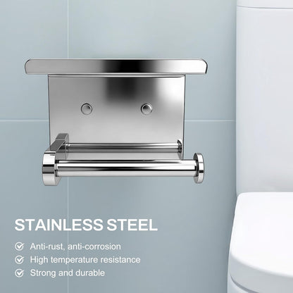 SetSail Toilet Paper Holder with Shelf Adhesive or Screw-in Matte Black | Adhesive or Screw-in,Waterproof and Rustproof Stainless Steel,Wall Mount Design,for Bathroom Hardware Accessories