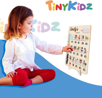 Daily Routine Chart for Kids, Visual Schedule, Routine Chart for Toddlers 3-5, Morning Bedtime Routine Chart for Toddlers, Wooden Chore Chart for Kids