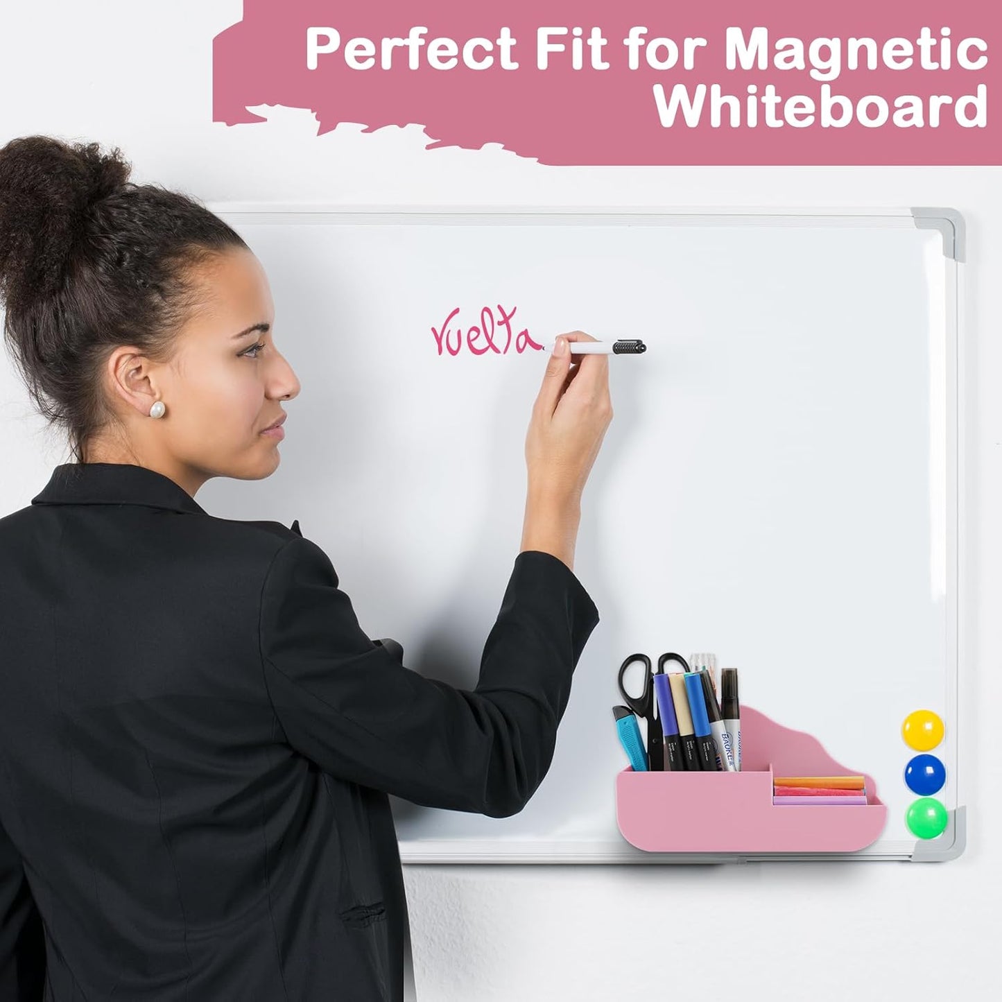 KITANIS Magnetic Pen Holder,2 Pack Magnetic Dry Erase Marker Holder with Generous Compartments,Strong Magnet Storage Marker Pen Pencil Organizer for Refrigerator,Whiteboard,Locker Accessories