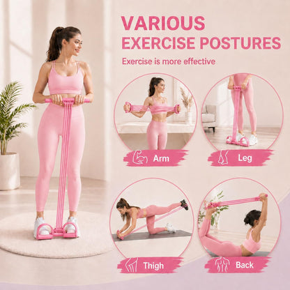 2026 NEW Pedal Resistance Band with Handle,8 Tube Detachable Elastic 3-in-1 Multifunctional Foot Pedal Resistance Assistance Expander for Foot Pedal Pull, Back Stretch & Chest Expand