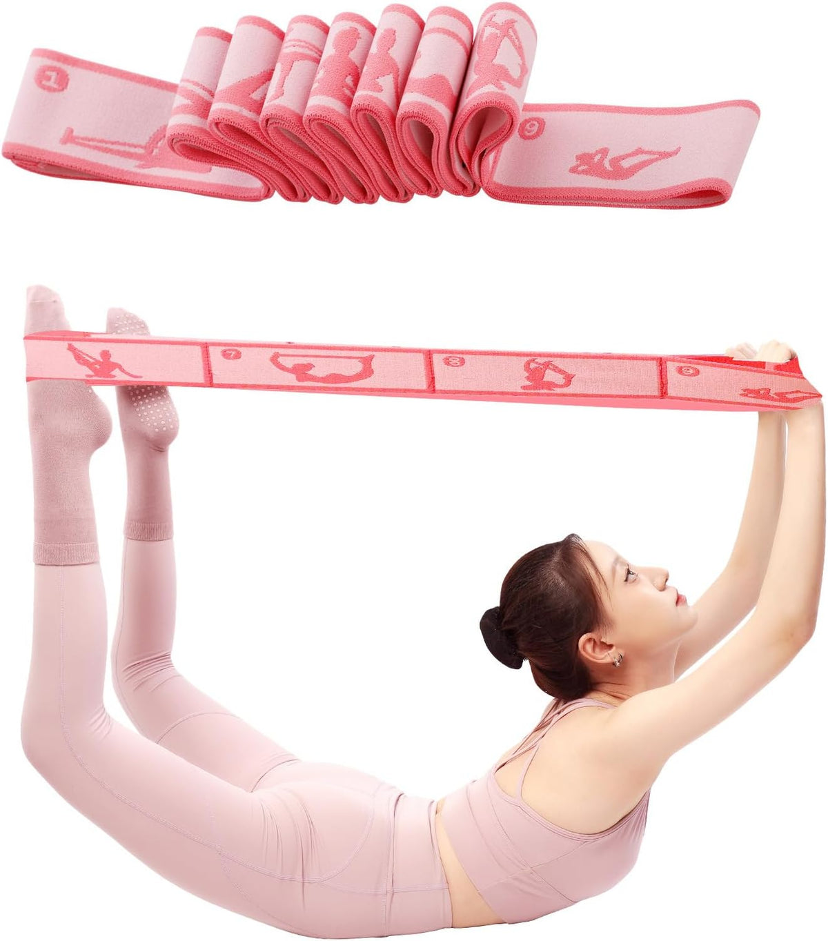 9 Loops Elastic Yoga Strap - Adjustable Stretching Band for Physical Therapy, Dance, Pilates & Gymnastics, Multi-Loop Exercise Band for Flexibility, Home Workout