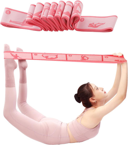 9 Loops Elastic Yoga Strap - Adjustable Stretching Band for Physical Therapy, Dance, Pilates & Gymnastics, Multi-Loop Exercise Band for Flexibility, Home Workout