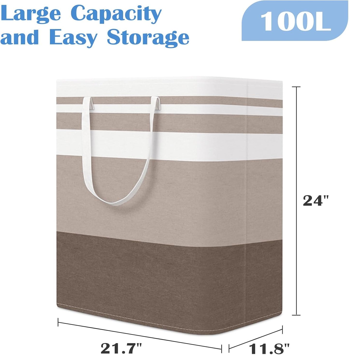 BlissTotes 3-Pack Laundry Basket, Collapsible Laundry Hamper, Grey, 75L | Laundry Clothes Hamper, Hampers for Bedroom, Freestanding Hamper with Handles, Clothes Laundry Basket