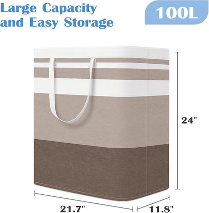BlissTotes 3-Pack Laundry Basket, Collapsible Laundry Hamper, Grey, 75L | Laundry Clothes Hamper, Hampers for Bedroom, Freestanding Hamper with Handles, Clothes Laundry Basket