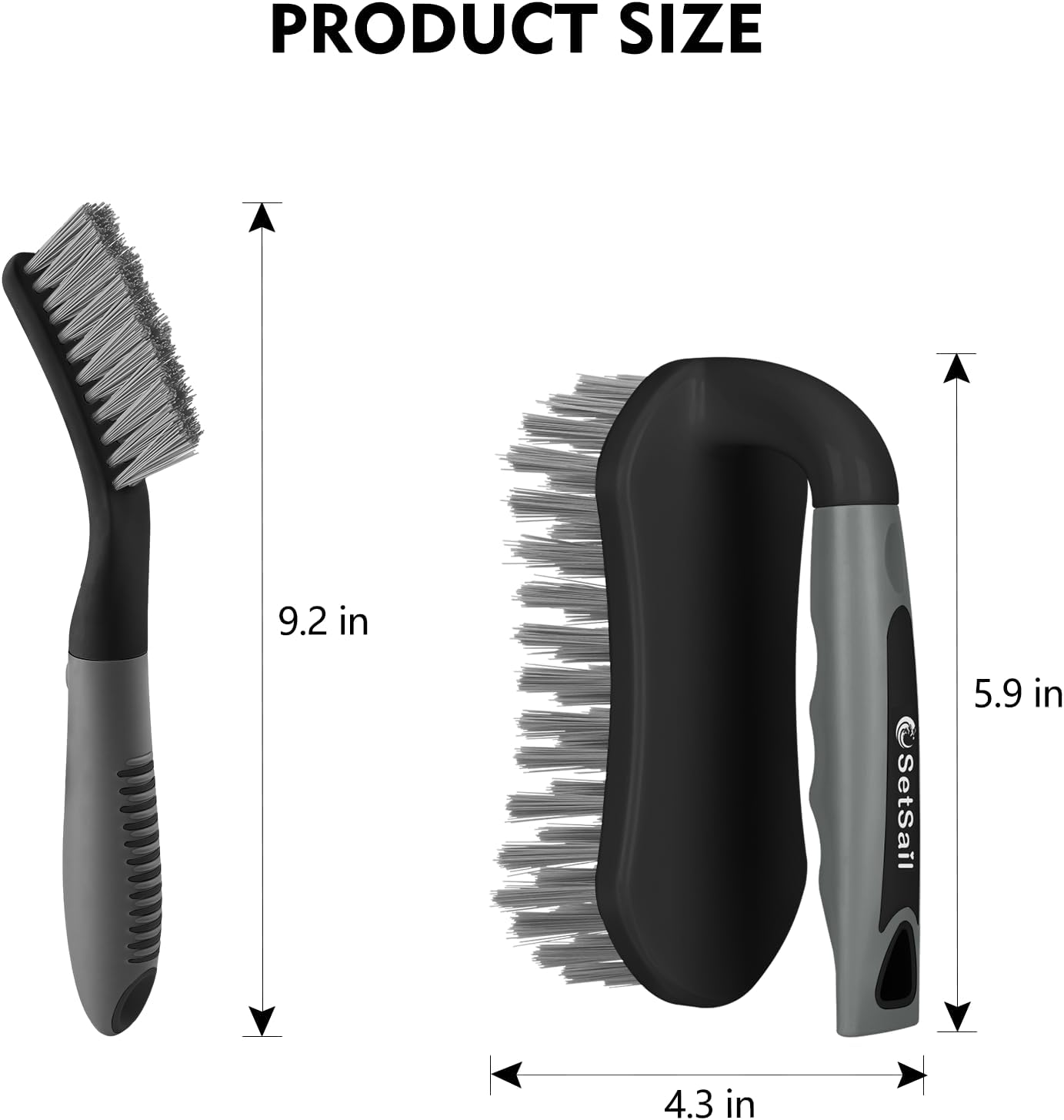 SetSail Scrub Brush, Heavy-Duty Scrub Brushes for Cleaning with Stiff Bristles Cleaning Brush for Shower, Bathroom, Carpet, Kitchen and Bathtub Scrubber - 2 Pack | Durable Bristles Ergonomic Non-Slip Tpr Grip. U-Style Hanging Loop for Storage. Use for