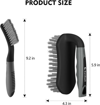 SetSail Scrub Brush, Heavy-Duty Scrub Brushes for Cleaning with Stiff Bristles Cleaning Brush for Shower, Bathroom, Carpet, Kitchen and Bathtub Scrubber - 2 Pack | Durable Bristles Ergonomic Non-Slip Tpr Grip. U-Style Hanging Loop for Storage. Use for