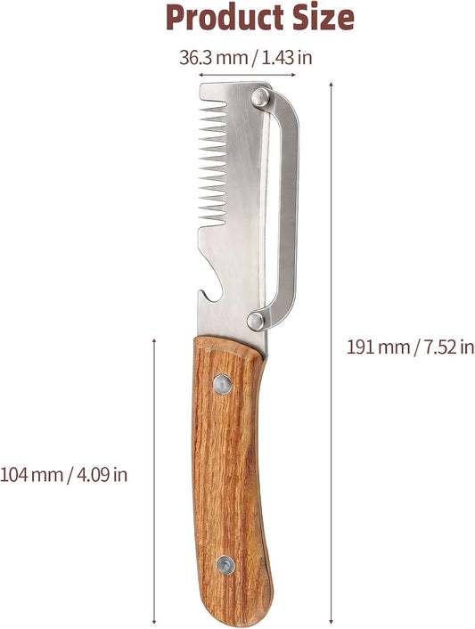Vegetable Peeler, 3-in-1 Julienne Peeler with Wooden Handle and Bottle Opener, Multifunctional Kitchen Tool for Potato Carrot Cucumber Pumpkin Squash Fruit(2 Pack)